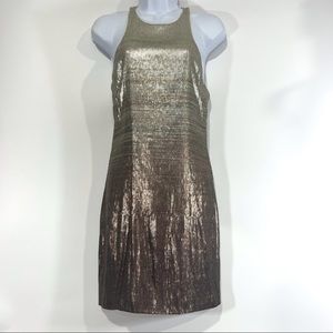 Halston Heritage Sliver Sequin Sleeveless Midi Dress NWT